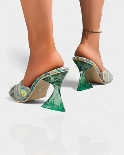 ORELIA Contrast Peep Toe Heels Sandals