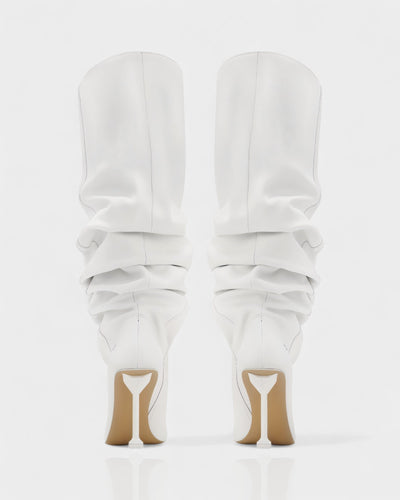 BELLARA Faux Leather Slouchy Pointed Toe Stiletto Boots