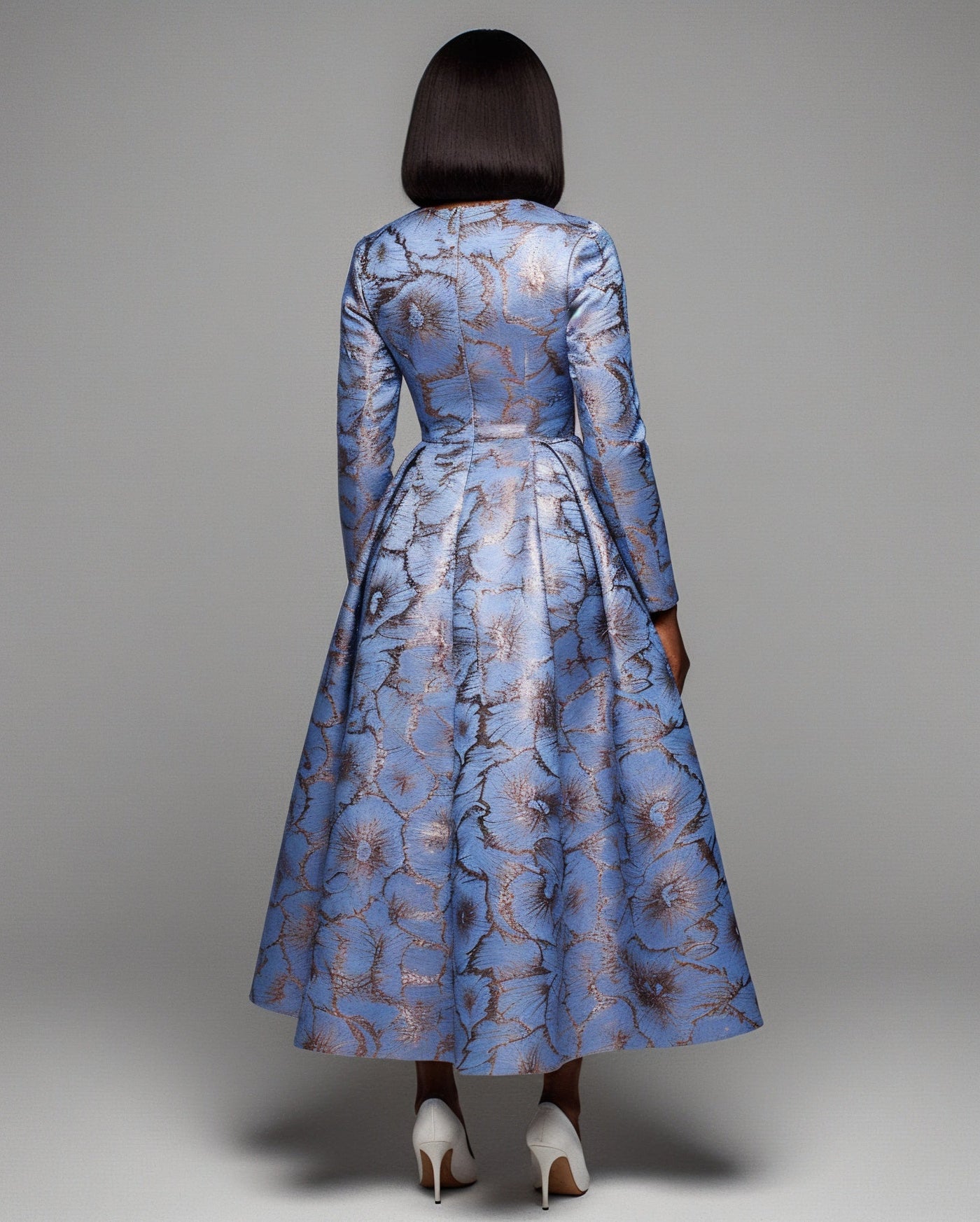 MIRASOL Long Sleeve Pleated Midi Dress