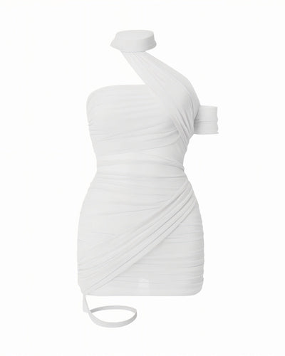 SONIA Draped Mesh Mini Dress