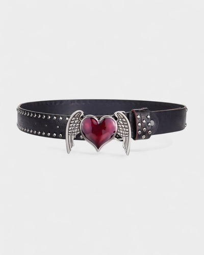RUA Heart Wing Buckle Studded Belt