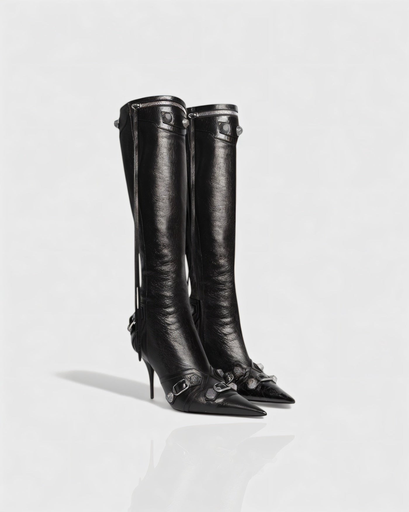 WENA Studded Pointed Toe Knee-High Boots