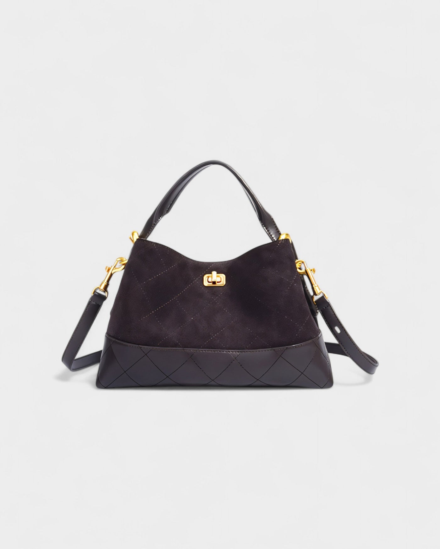 ELVIERA Quilted Faux Suede Handle Bag