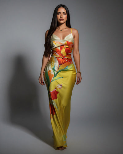 LUELLA Floral Print Backless Maxi Dress