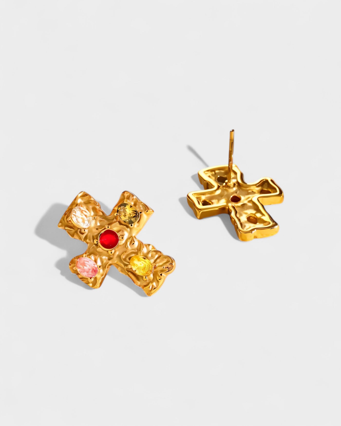 MAINE Multi-Stone Cross Stud Earrings