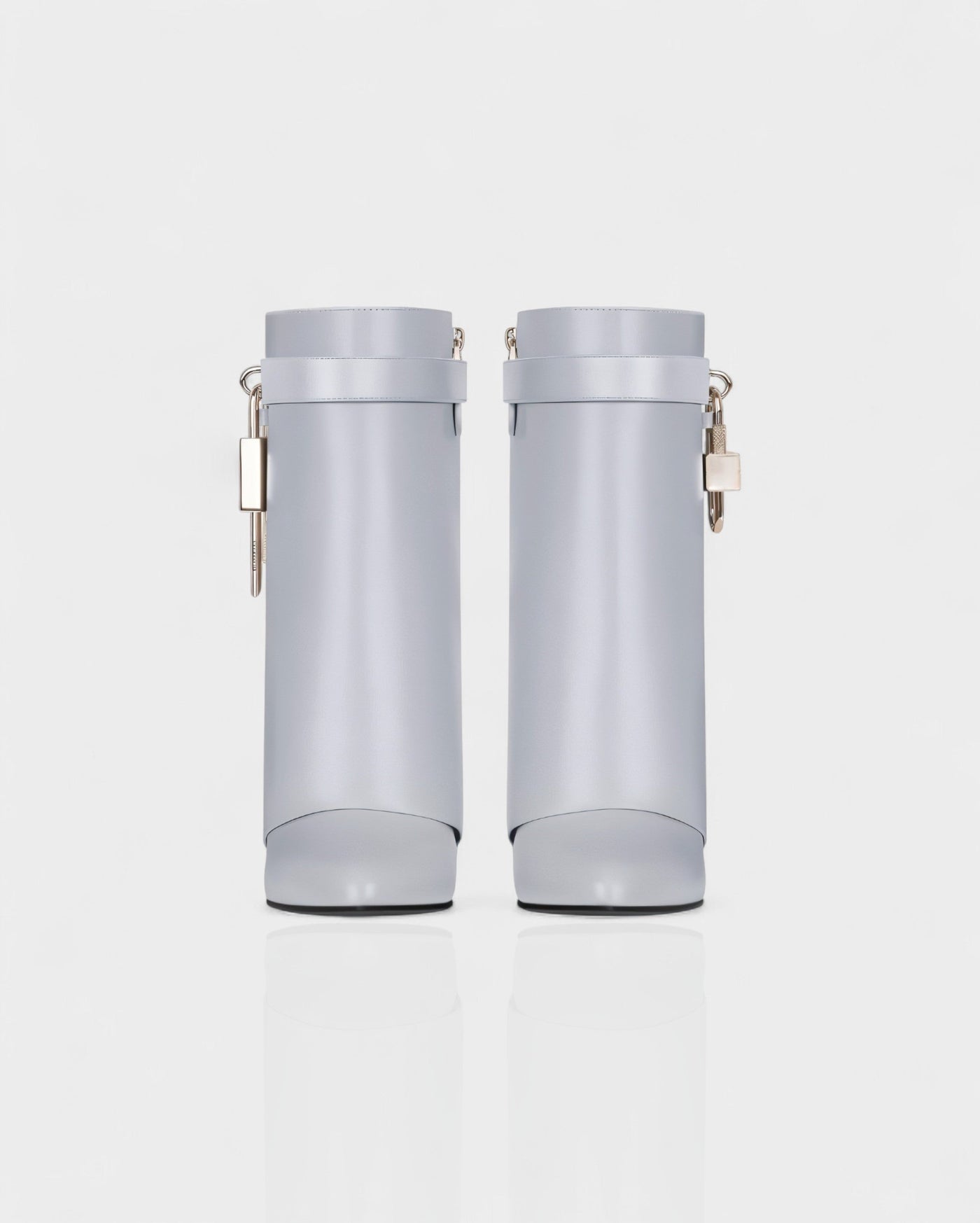 AVELINE Padlock Wedge Faux Leather Ankle Boots