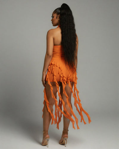 SANAI Ruffle Trim Mini Dress