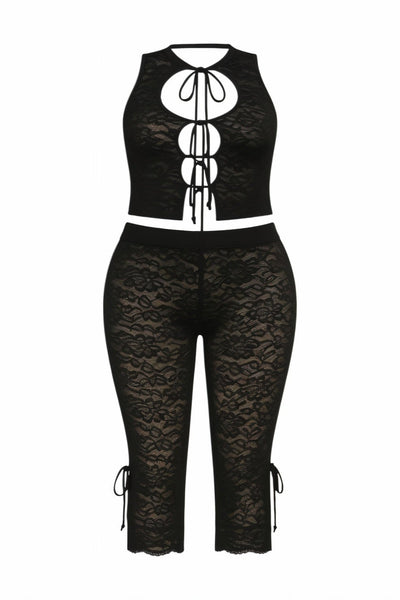 CLARA Cutout Lace-Up Top & Capri Pants Set