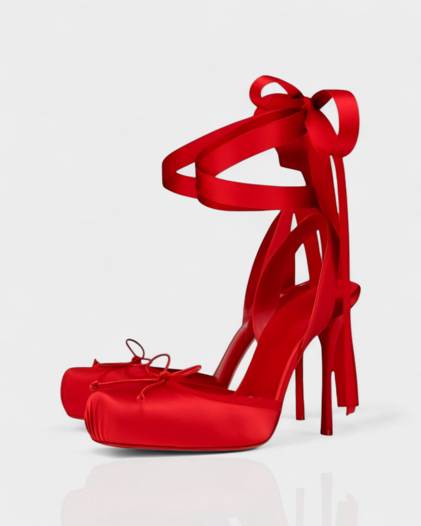 BREN Red Sole Ballet Lace-Up Stiletto Heels