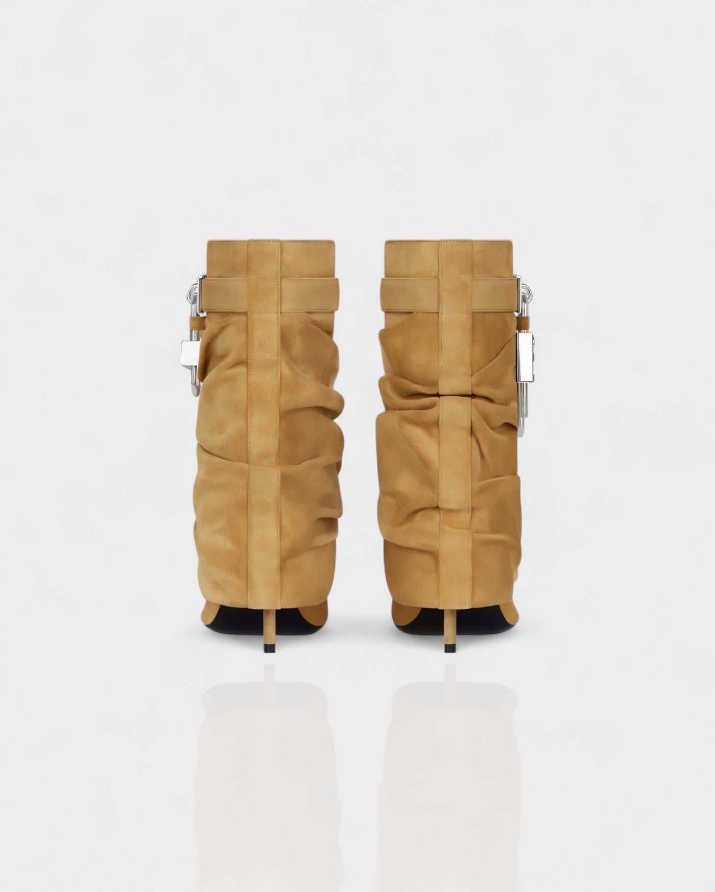 HALINA Padlock Slouch Stiletto Ankle Boots