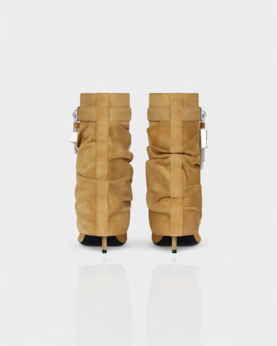 HALINA Padlock Slouch Stiletto Ankle Boots