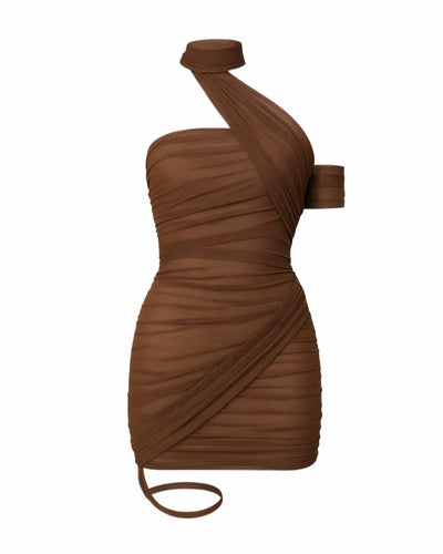 SONIA Draped Mesh Mini Dress