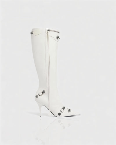 WENA Studded Pointed Toe Knee-High Boots