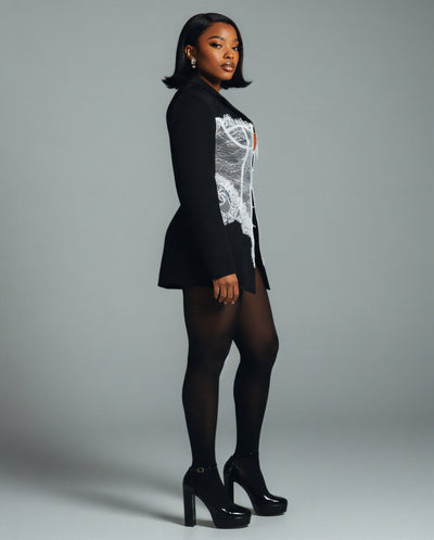 ENNA Cinched Lace Corset Blazer