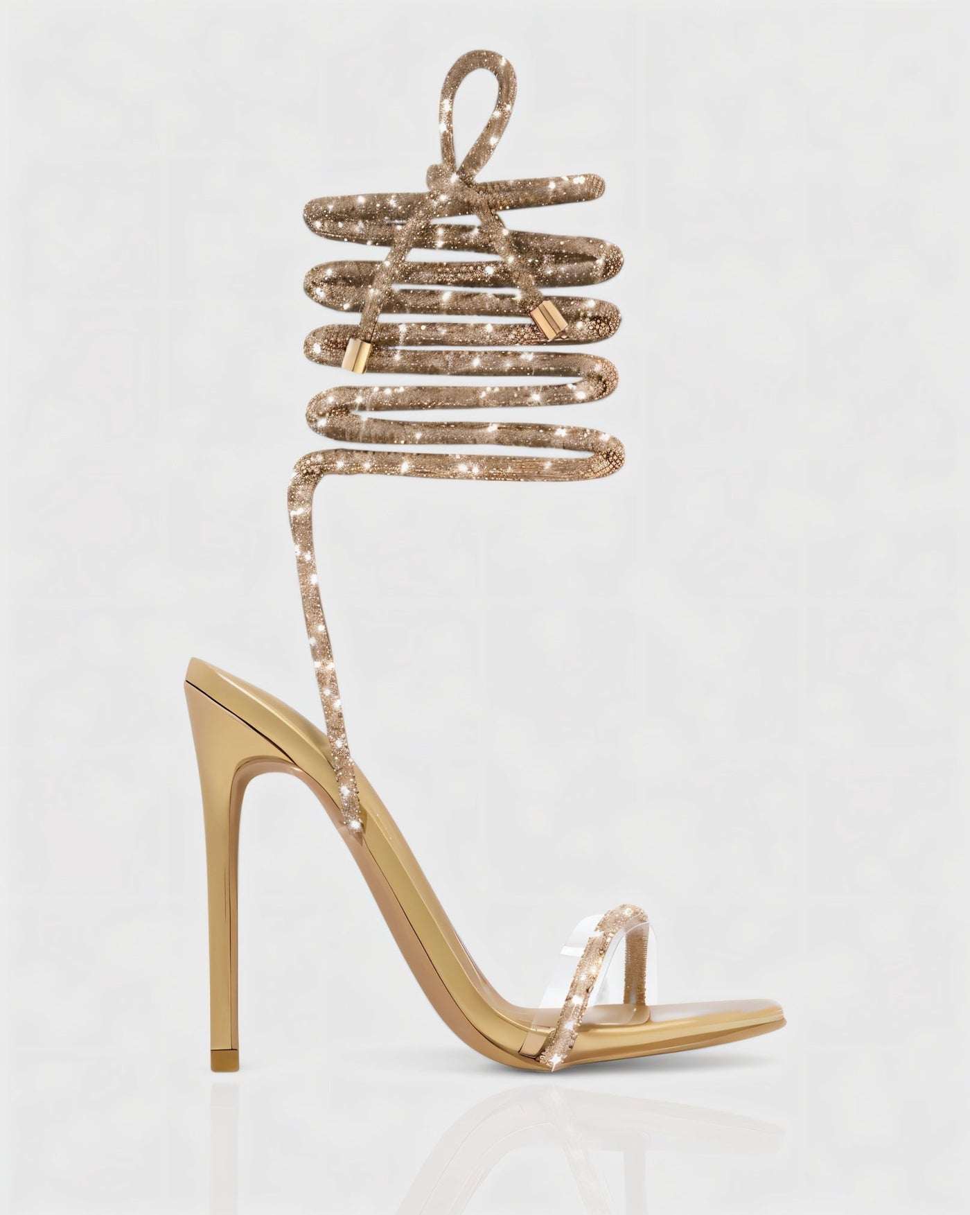 KYLIE Diamante Lace Up Square Toe High Heels