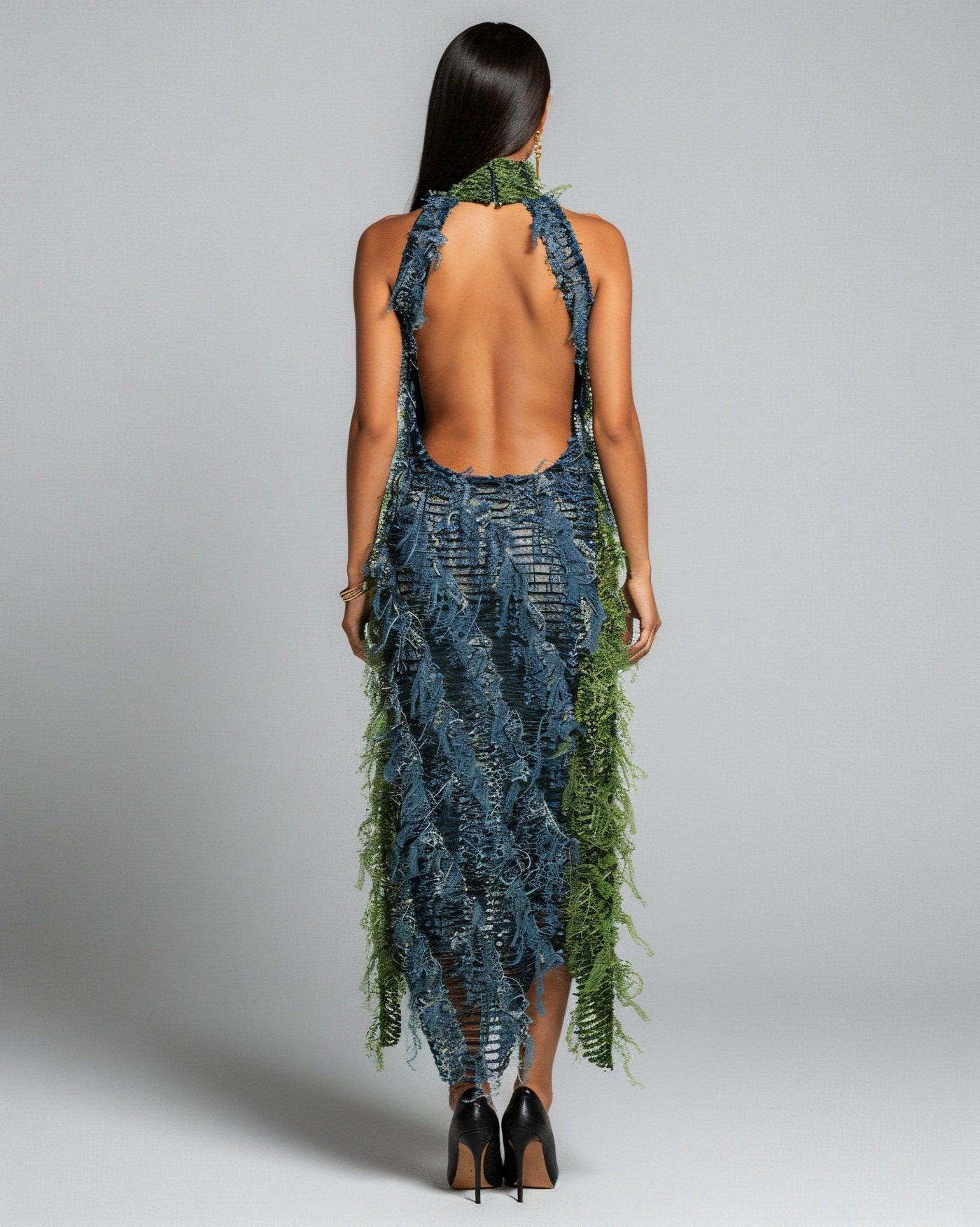 LILYANA Tassel Splicing Backless Midi Dress