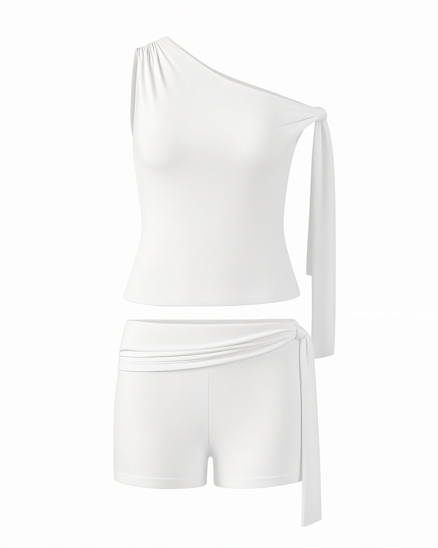CHRISTY One-Shoulder Tie Top & Shorts Set