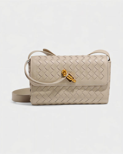 CLEO Mini Woven Gold Lock Accent Shoulder Bag
