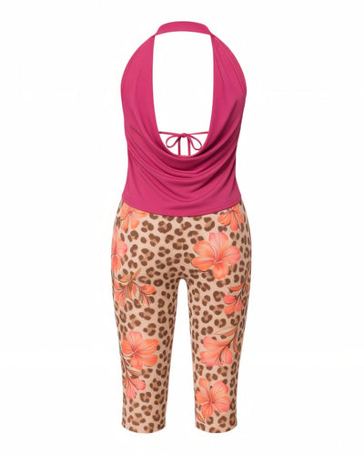 DENISE Plunge Halter Top & Capri Pants Set