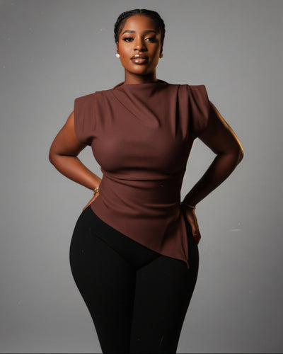 ALARMA Sculpted Asymmetric Draped Top