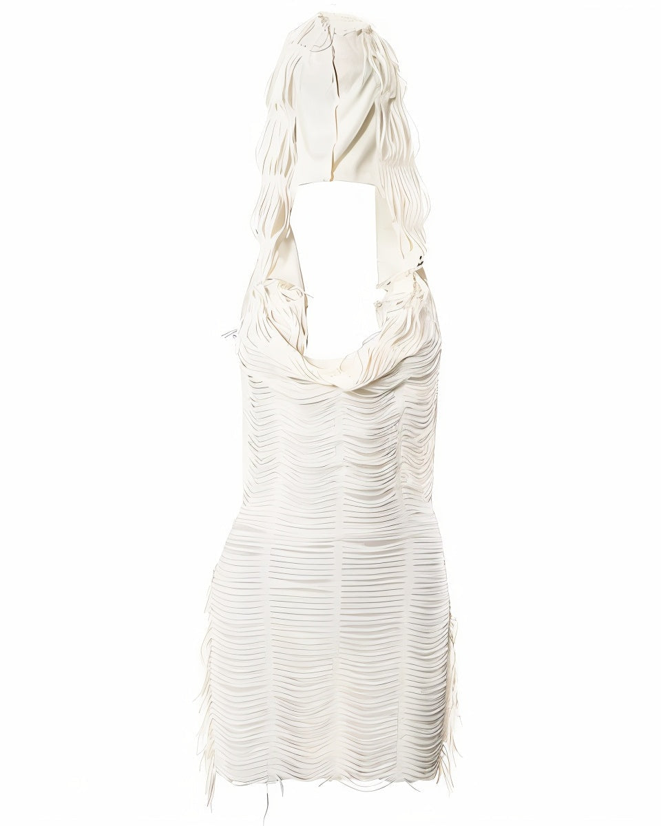 AUDRINA Hooded Tassel Mini Dress