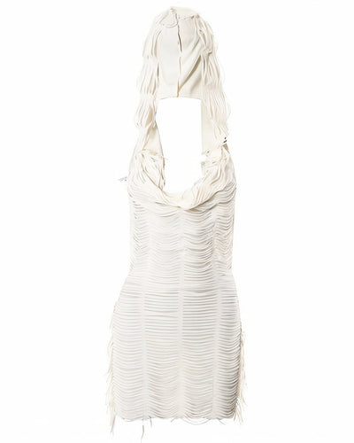 AUDRINA Hooded Tassel Mini Dress