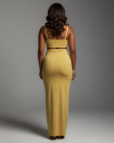 ZELLA Ruched High-Waist Draped Maxi Skirt