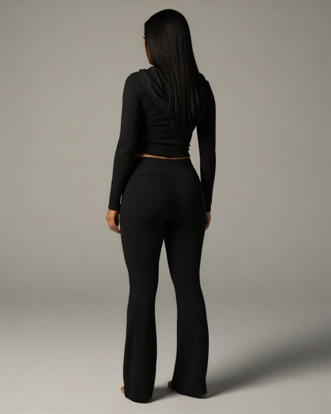 RAINY Zip-Up Hoodie and Flare Pants Set