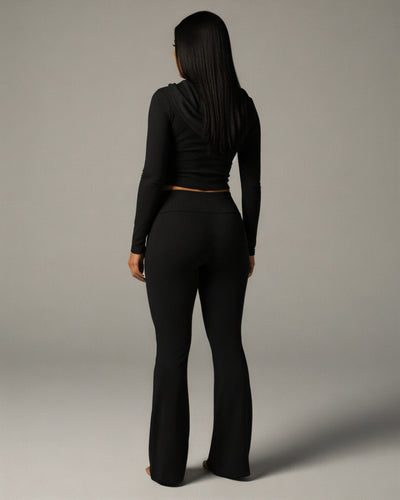 RAINY Zip-Up Hoodie and Flare Pants Set