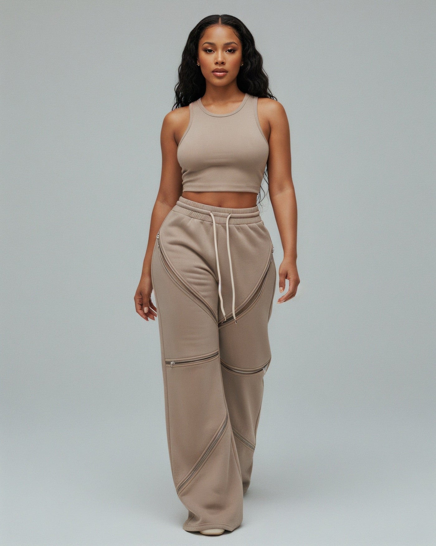 TINAY High Waist Multi-zipper Loose Pants