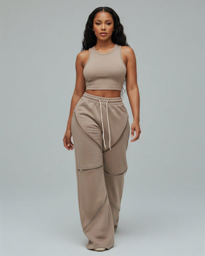 TINAY High Waist Multi-zipper Loose Pants