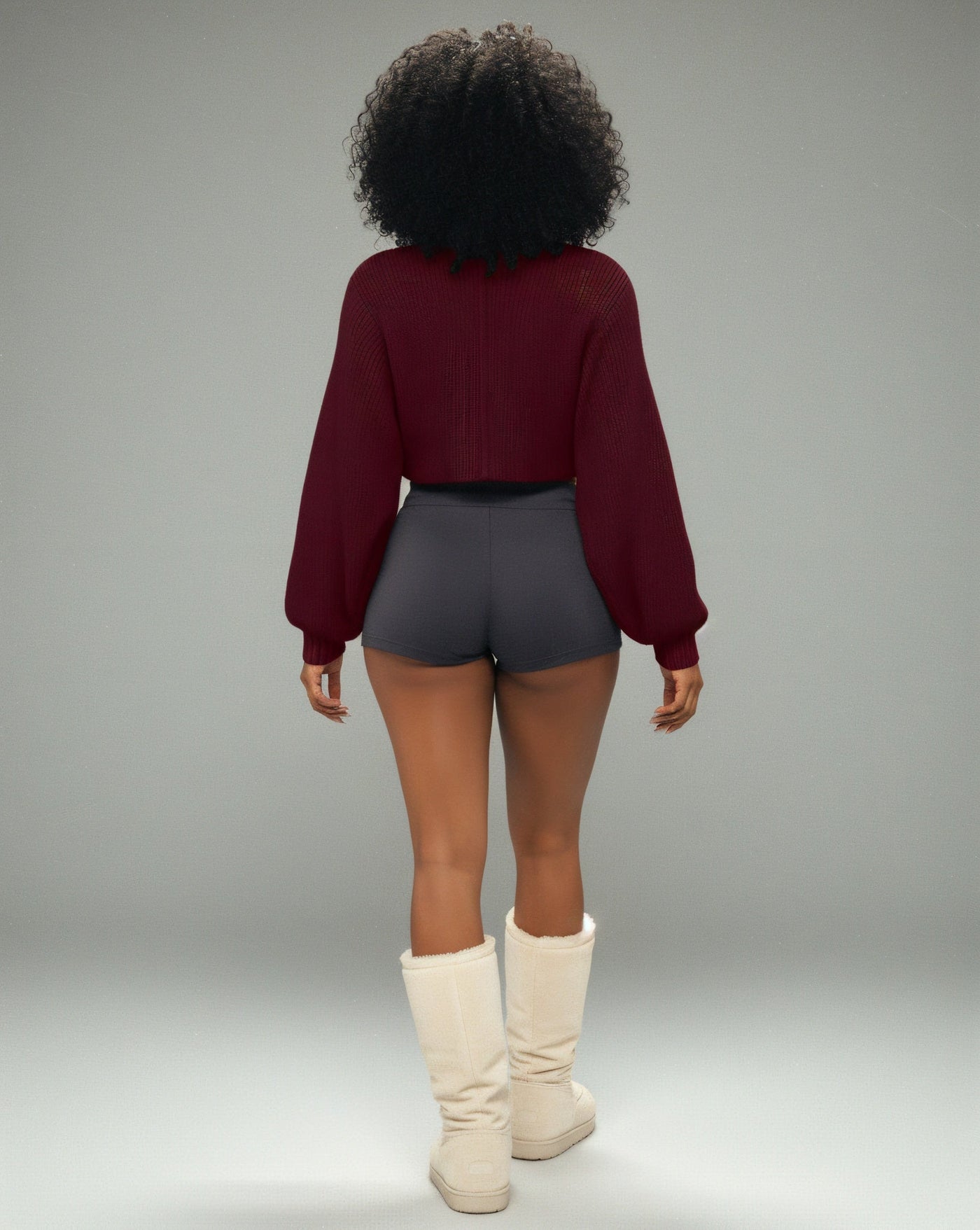 SUNNIVA Ribbed V-Cut Cropped Knit Sweater