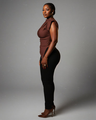 ALARMA Sculpted Asymmetric Draped Top