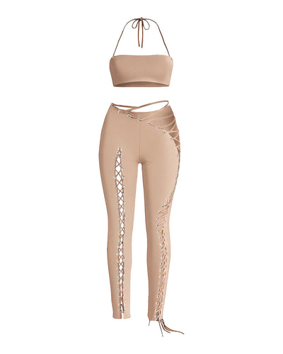 SORELA Crop Top & Lace-up Pants Set