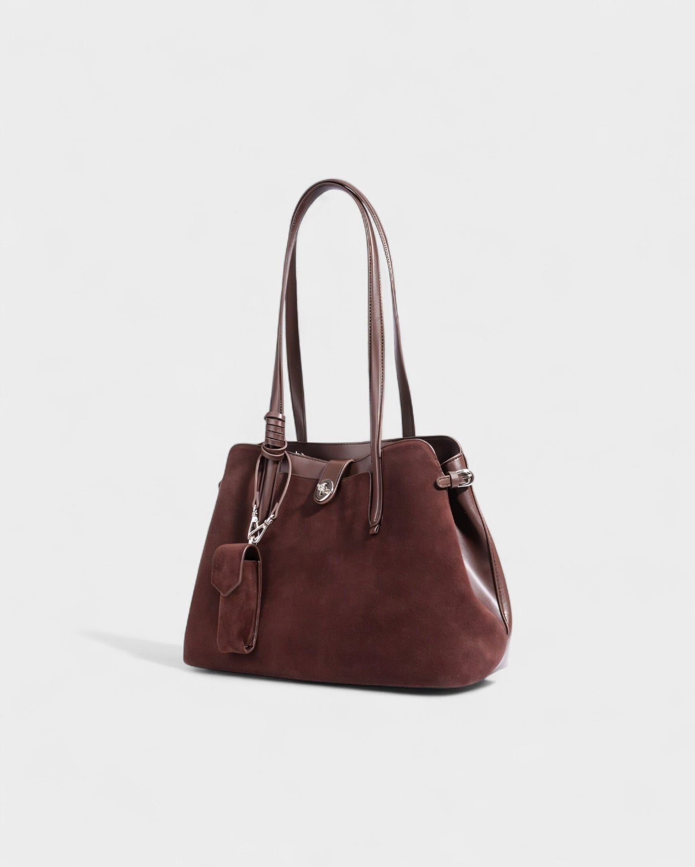 ORLINA Faux Suede Tote with Top Turn-Lock