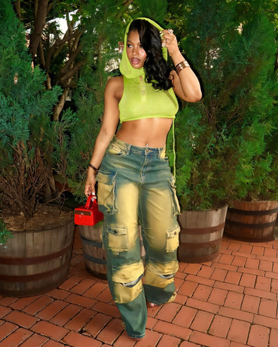 HINATA Denim Oversized Cargo Pants