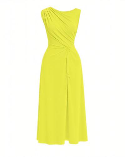 MIREN One-Shoulder Draped High Slit Maxi Dress