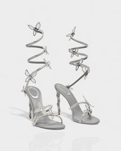 LYNA Crystal Butterfly Spiral High Heels