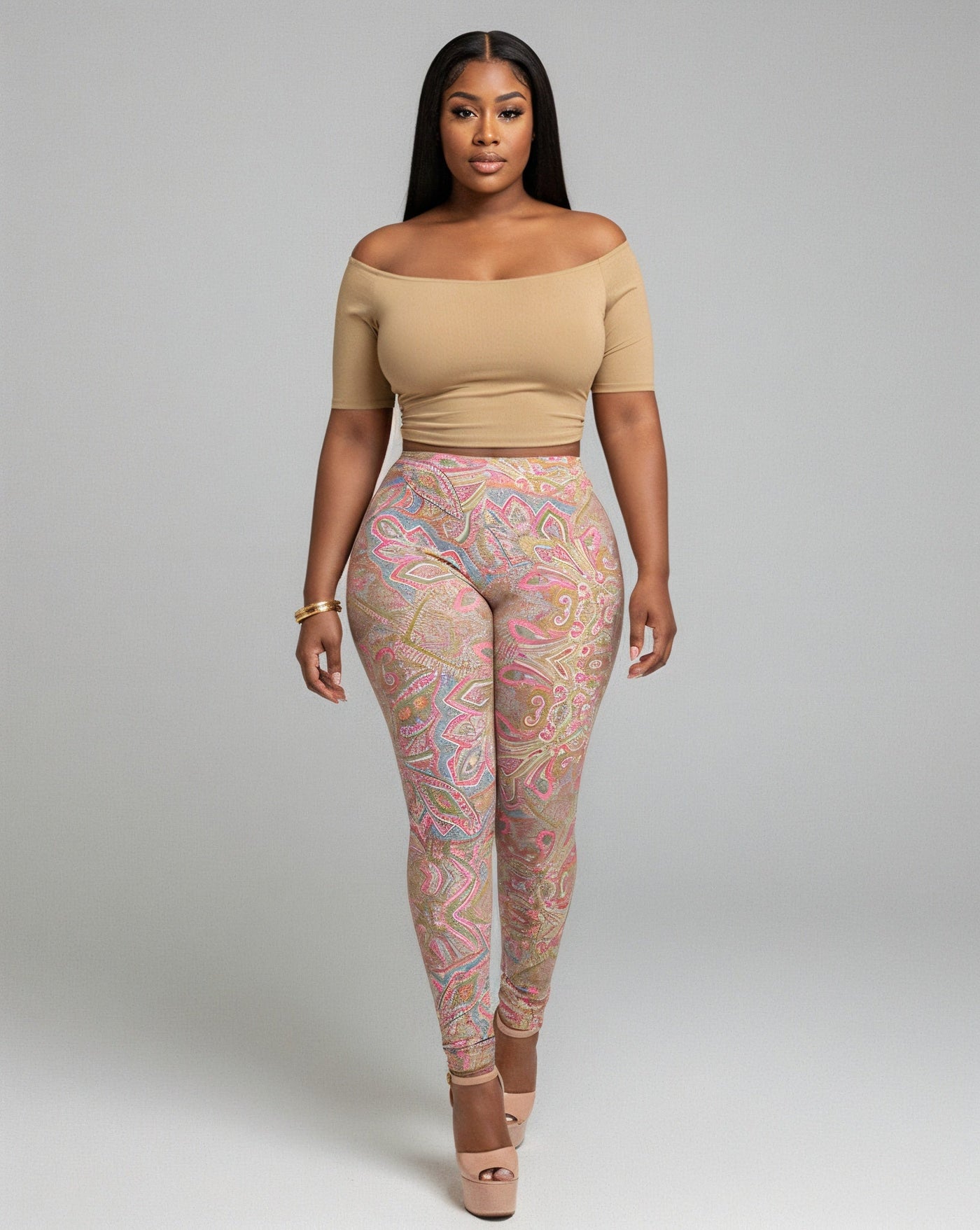 NICAMAE Crop Top & Abstract Printed Leggings Set