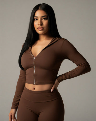 RAINY Zip-Up Hoodie and Flare Pants Set