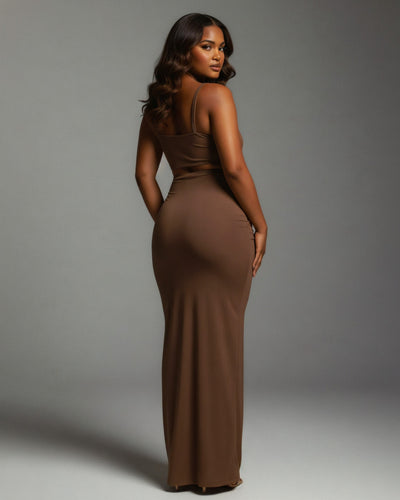 ZELLA Ruched High-Waist Draped Maxi Skirt