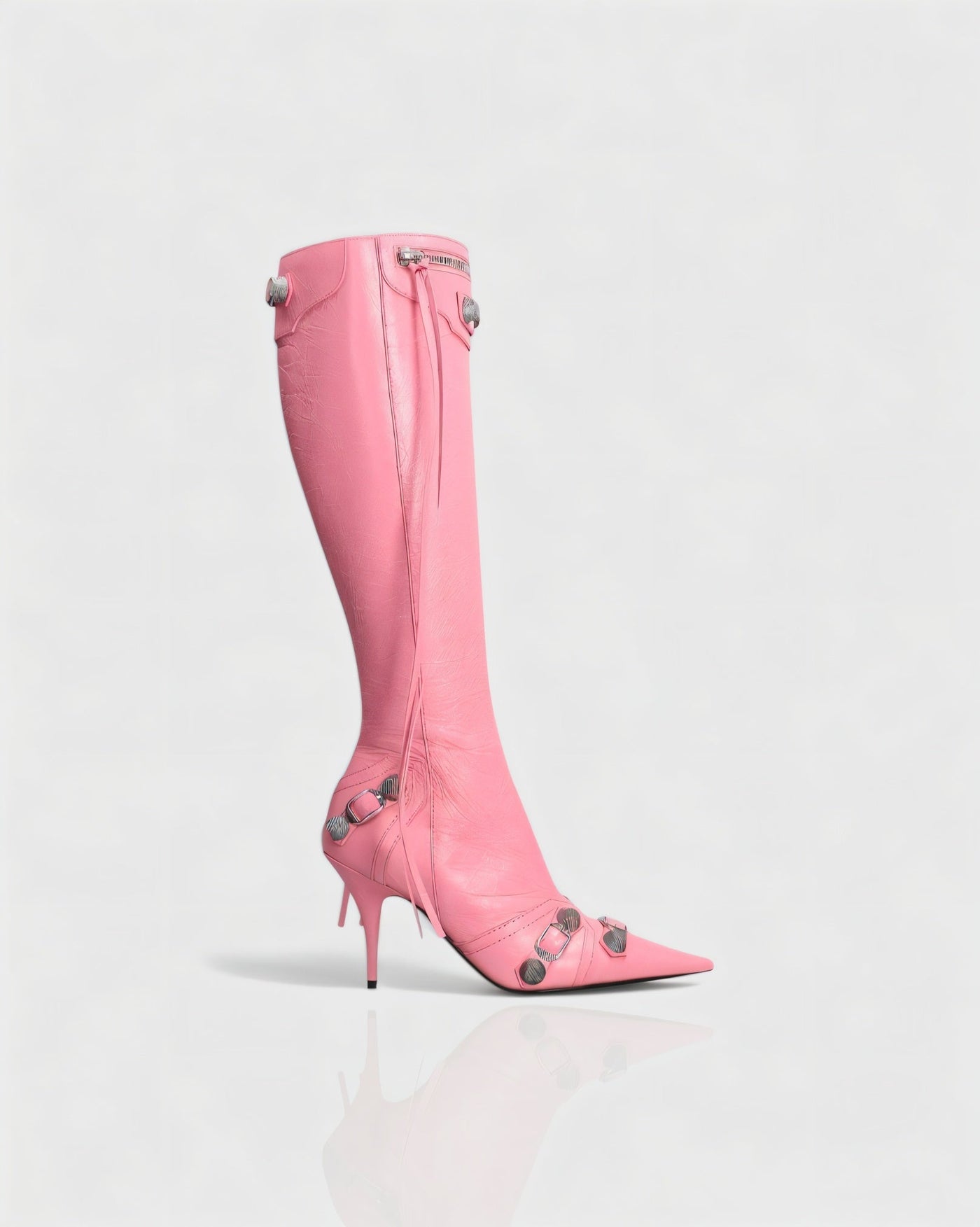 WENA Studded Pointed Toe Knee-High Boots