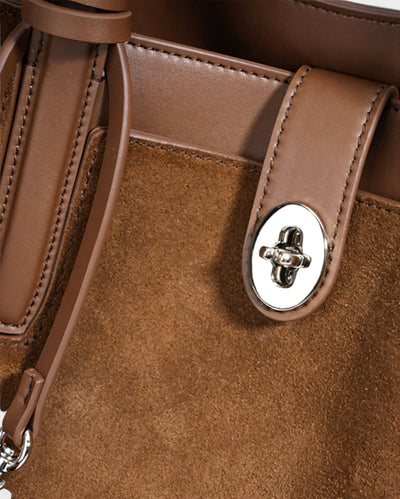 ORLINA Faux Suede Tote with Top Turn-Lock