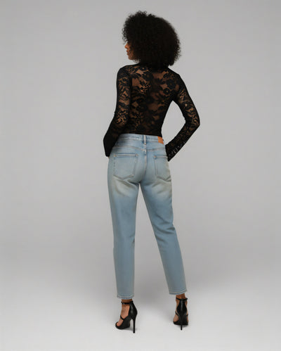 ANGIE Sheer Floral Lace Long-Sleeve Top