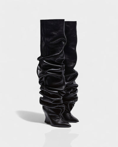 ELOURA Slouch Knee-High Wedge Heel Boots