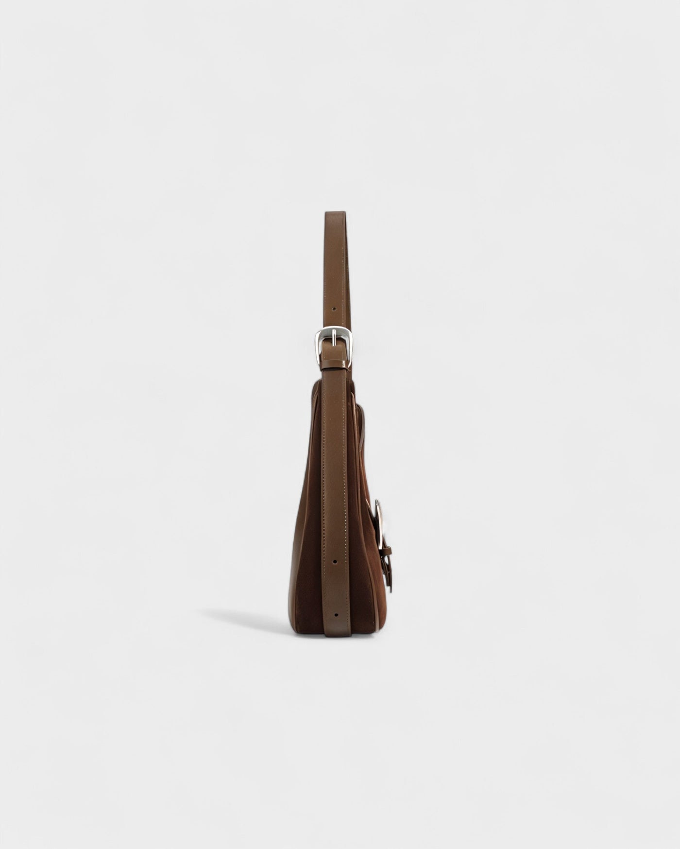 RIVARA Faux Suede Buckle Strap Shoulder Bag