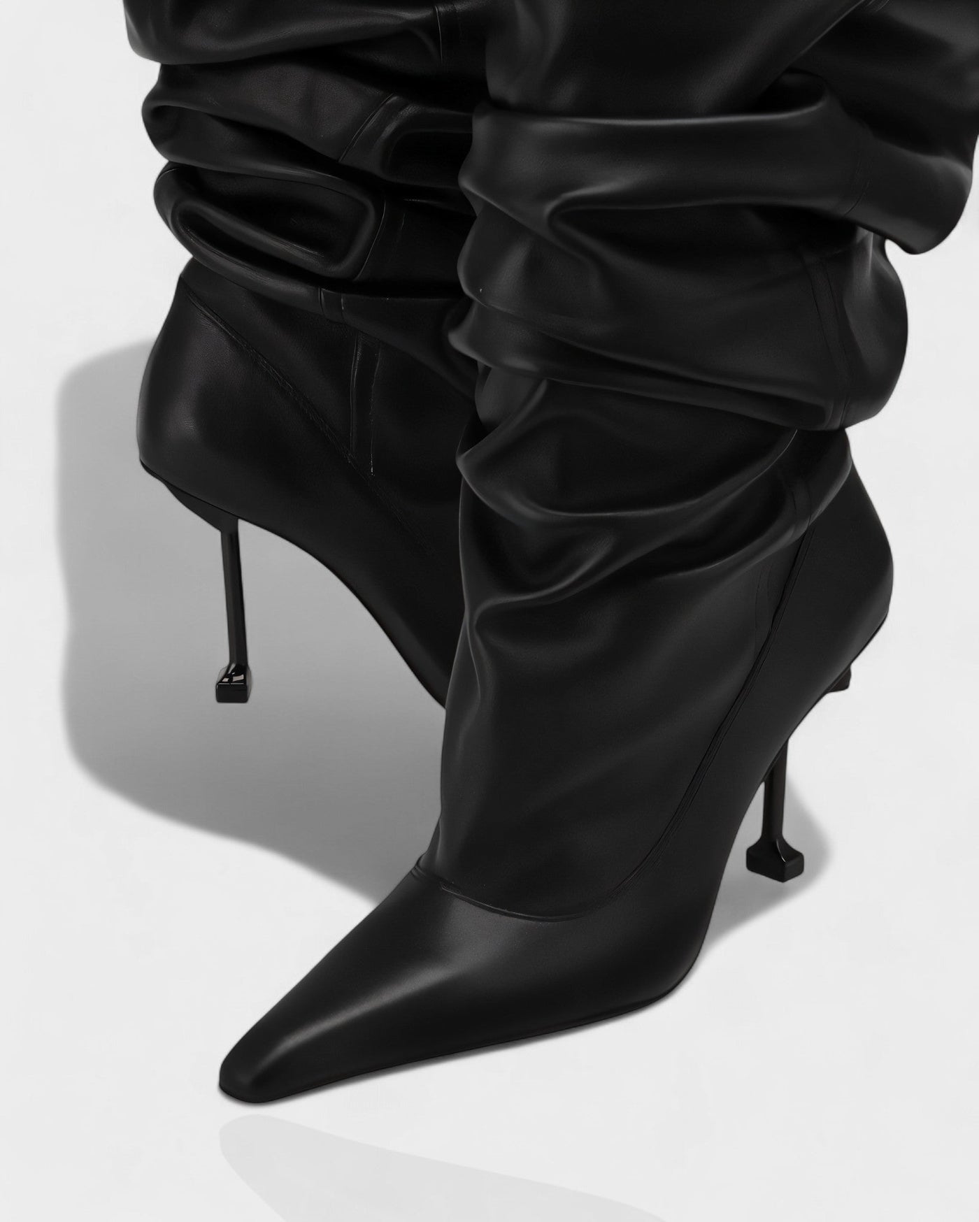 BELLARA Faux Leather Slouchy Pointed Toe Stiletto Boots