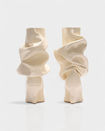 IRELLE Slouchy Faux Leather Pointed Wedge Heel Boots