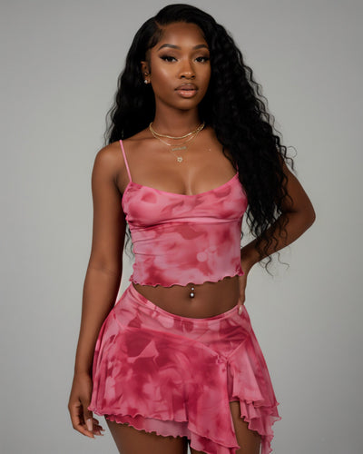 DELILAH Camisole Top & Ruffle Mini Skirt Set