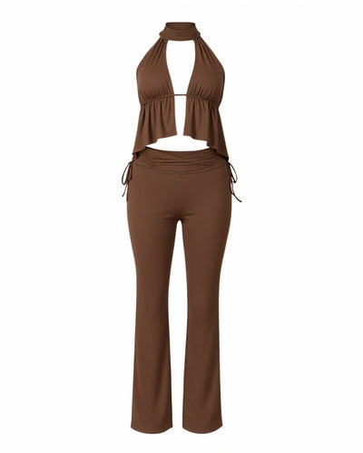TIFFANY Drape Top & Wide Leg Trousers Set